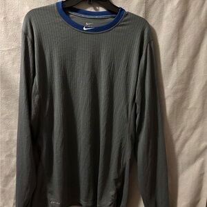 Nike Men's Long Sleeve Shirt - Gray and Blue